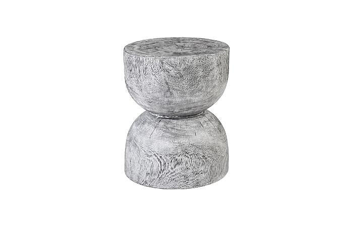 Hour Glass Side Table, Gray Stone